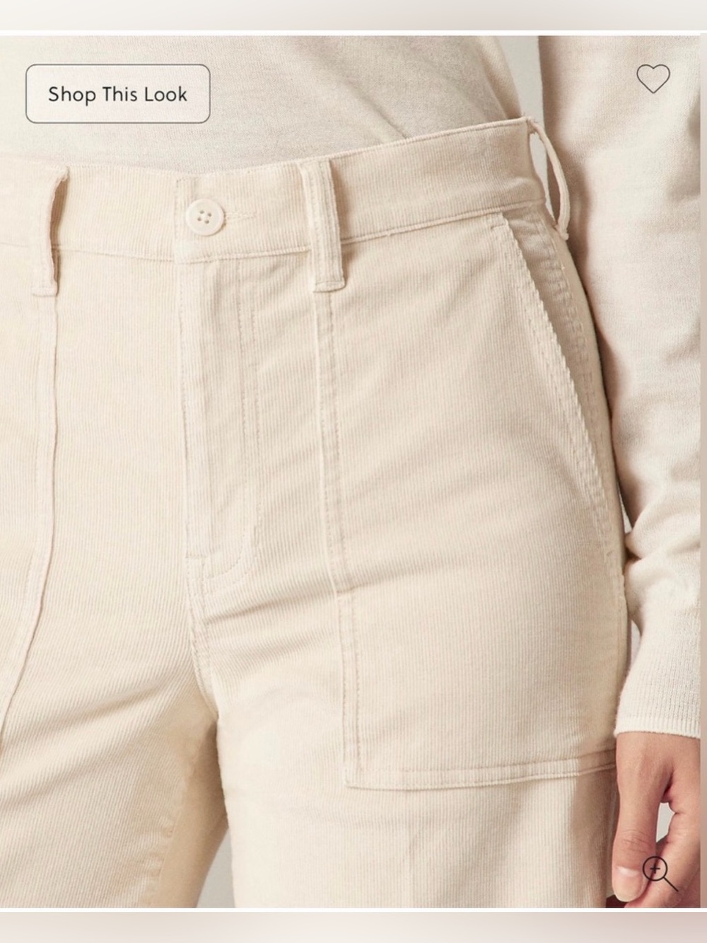 J.Crew Camp-pocket wide-leg pant in stretch corduroy in pale bone - Picture 3 of 13